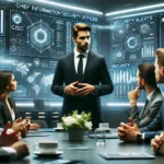 A high-definition image depicting a Chief Information Security Officer (CISO) in a corporate setting