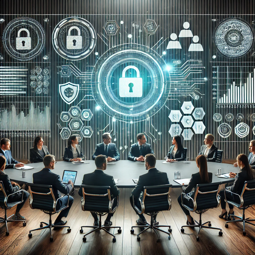 focus on a digital screen displaying cybersecurity graphs and charts