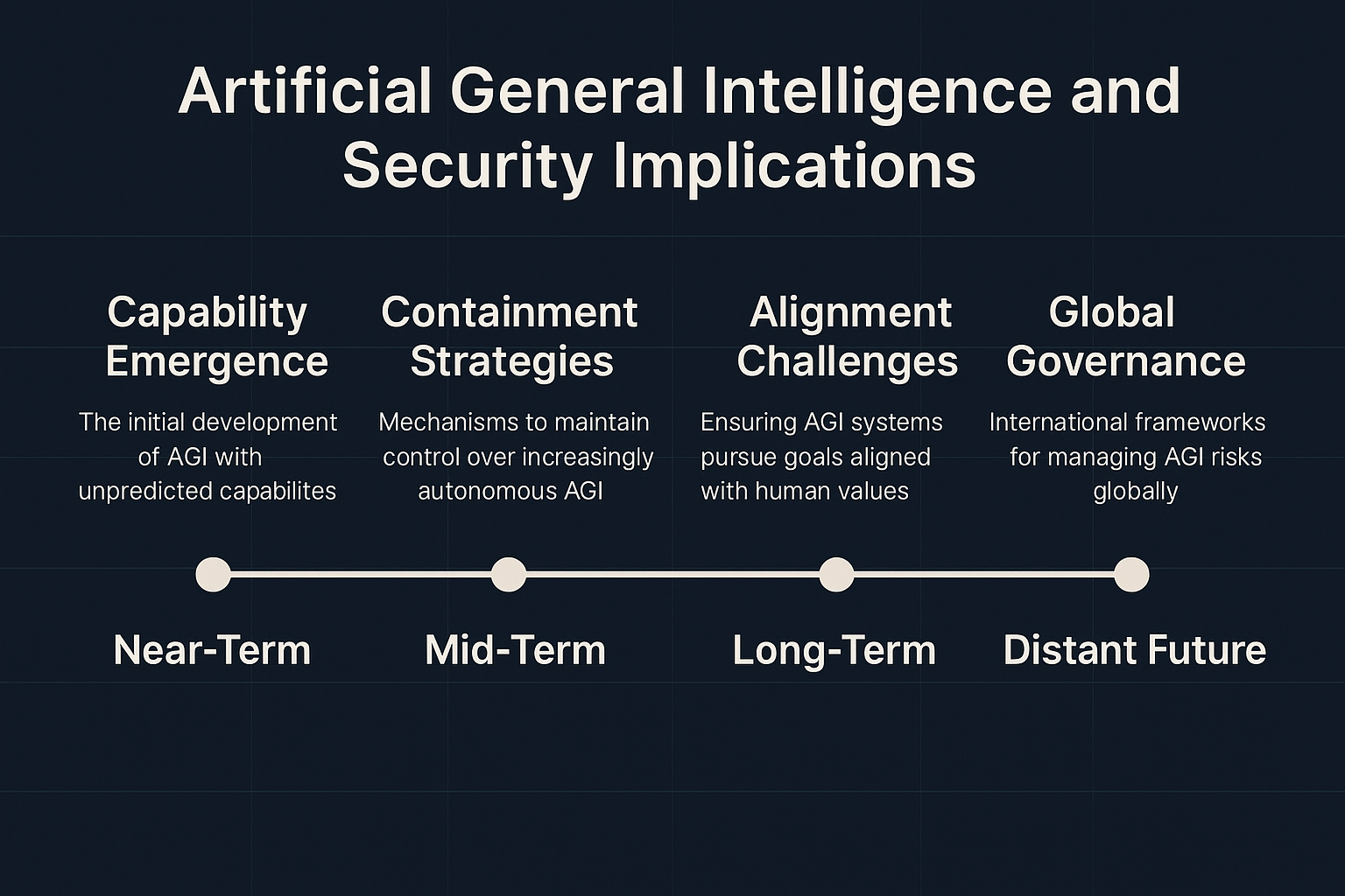 Timeline of milestones in AGI development and future projections.