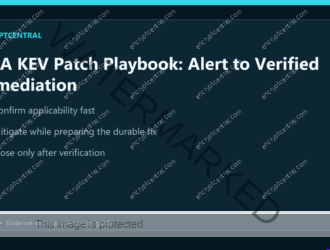 EncryptCentral visual summary for CISA KEV Patch Playbook: Alert to Verified Remediation