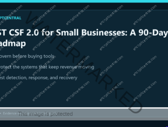 EncryptCentral visual summary for NIST CSF 2.0 for Small Businesses: A 90-Day Roadmap