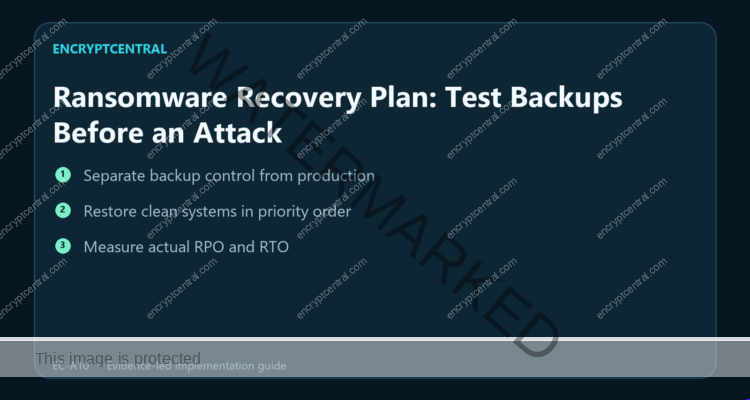 EncryptCentral visual summary for Ransomware Recovery Plan: Test Backups Before an Attack