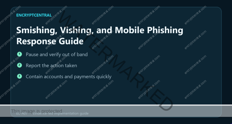EncryptCentral visual summary for Smishing, Vishing, and Mobile Phishing Response Guide
