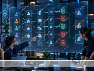 Application security team reviews user, role, resource, and tenant authorization paths with visible allow and deny decisions.