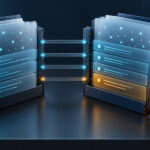 Two proposal folders with aligned cyan work layers and a separate amber module, illustrating scope comparison.