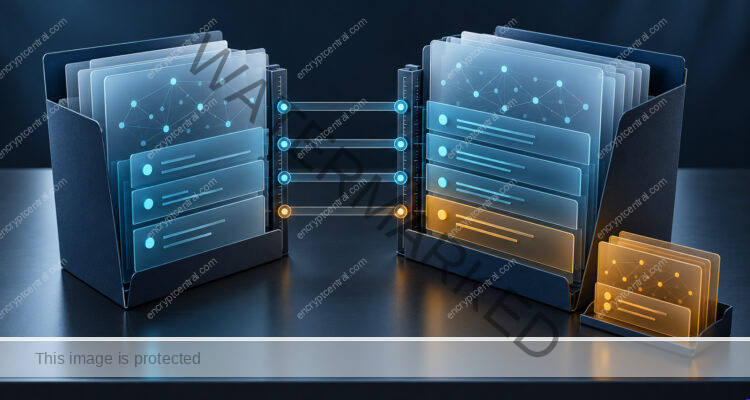 Two proposal folders with aligned cyan work layers and a separate amber module, illustrating scope comparison.