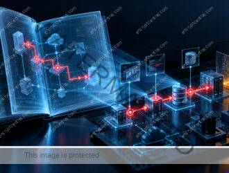 An opened technical report as layered translucent pages projects a single verified attack path onto a small system model, with evidence pins and one amber unanswered boundary, no readable text. Conceptual illustration.