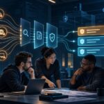 Application security team triages ten risk signals through evidence checkpoints into a prioritized remediation queue.