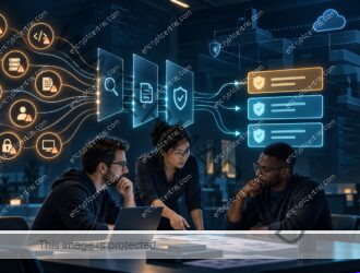 Application security team triages ten risk signals through evidence checkpoints into a prioritized remediation queue.