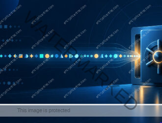 Abstract unique password sequence entering a protected blue vault.